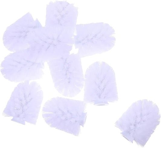 10pcs Replaceable Toilet Brush Heads Heavy Duty Round Head Scrubber Replacement for Bathroom and Toilet Cleaning White Stainless Steel 75x100mm for Home and Hotel Use