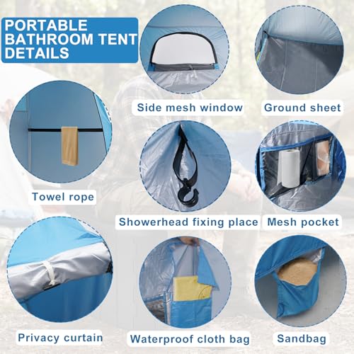 82.7Inch Tall Shower Tent and Camping Toilet | Travel Essentials - Image 5
