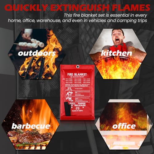 Copkim 6 Sets Emergency Fire Blanket for Home Fire Suppression - Image 7