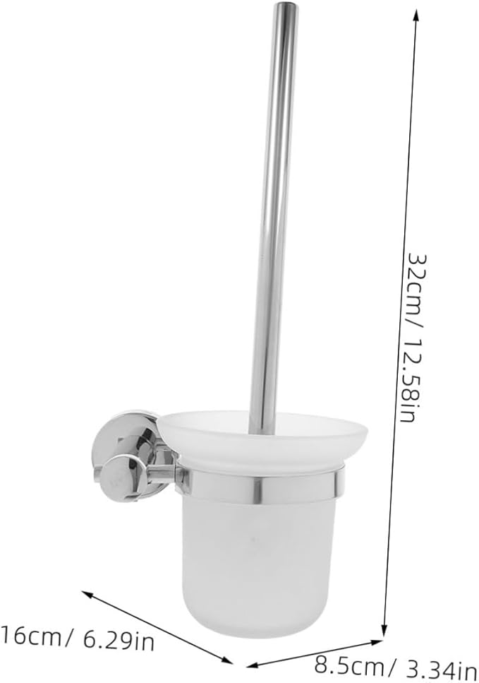 Stainless Steel Wall-Mounted Toilet Brush Set Elegant Holder for Bathroom Cleaning Space-Saving Design for and Rv Use