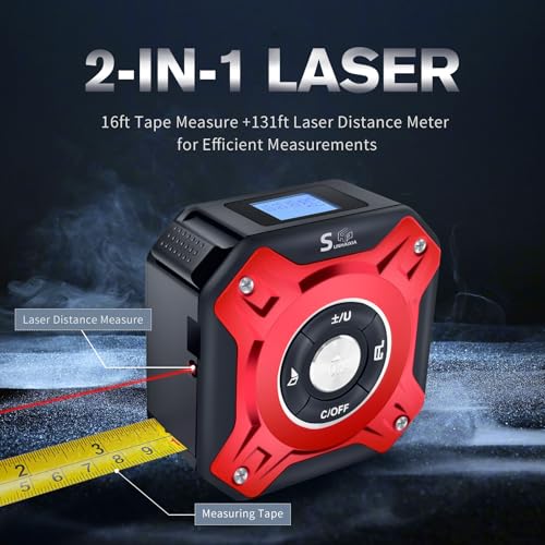 2 in 1 Laser Tape Measure with Level | 131ft/40M - Image 4