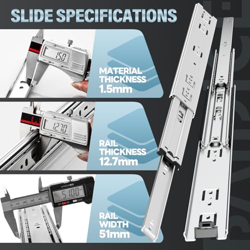1 Pair Heavy Duty Drawer Slides 12 14 16 18 20 22 24 26 28 - Image 6