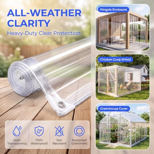 Clear Tarps Heavy Duty Waterproof, 14 Mil Clear Vinyl Tarp - Image 7