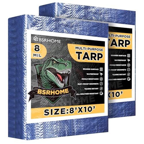 Tarps Waterproof 8x10 Feet, 2 Pack Heavy Duty Blue Tarp Cover 8 - Image 2