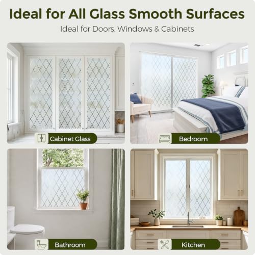Frosted Window Privacy Film Diamond Static Cling 17.5 x 78.7 in - Image 7