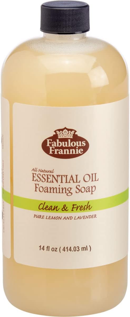 Fabulous Frannie Clean And Fresh Foaming Hand Soap REFILL Made with All Natural Pure Undiluted Lemon & Lavender Essential Oils 14oz (Pack of 1)