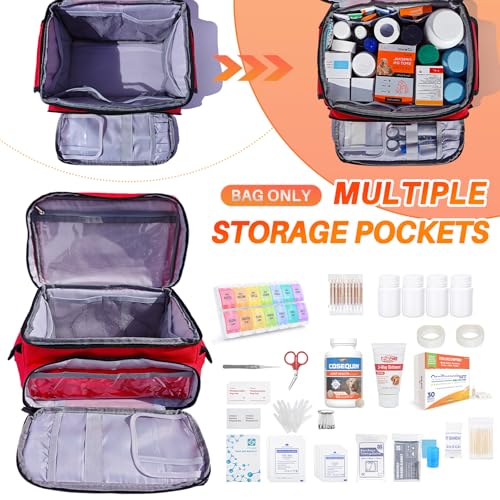 First Aid Bag Empty Small 12" x 9" x 7" Red Medical Bag - Image 4