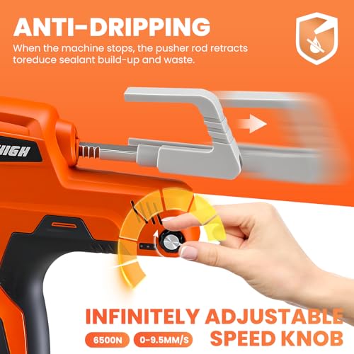 VISHIGH Cordless Caulking Gun 29 oz with 2 Batteries 2Ah, Auto - Image 5
