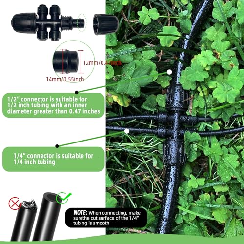 12 Pack 1/2'' to 1/4'' Drip Irrigation Fittings Kit, Push-to-Fit - Image 7