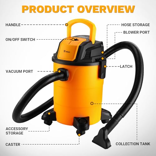 DEKOPRO Shop Vacuum Wet and Dry:4-Gallon 3 Peak HP | Travel Essentials - Image 4