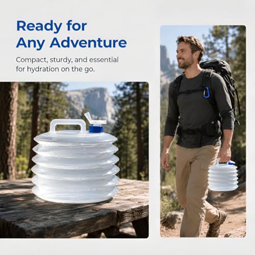 Collapsible Water Container, 5L Transparent PE Camping Canteen - Image 5