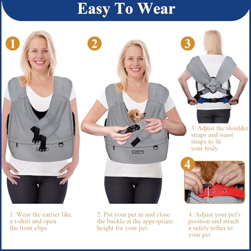 Dog Carrier Sling for Small Pet 7-15 LBS, Grey - Image 7