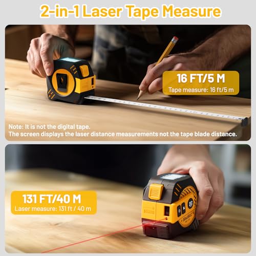 131Ft Laser Tape Measure 2-in-1 with 16Ft Self-Locking Tape - Image 3