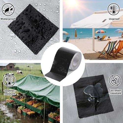 RV Awning Repair Tape: 3" x 30FT Black Fabric Heavy Duty | Home Repair - Image 5