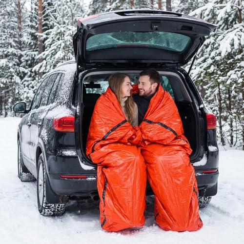 6 Pack Emergency Survival Sleeping Bags, Orange Thermal - Image 6