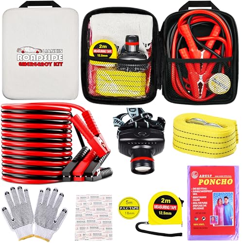 Emergency Car Kit with Jumper Cables Headlamp Car Safety - Image 2