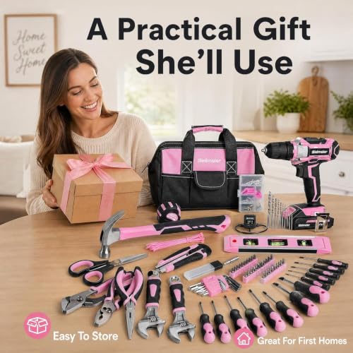 Bielmeier 20V 236Pcs Cordless Pink Drill Set for Women - Image 6