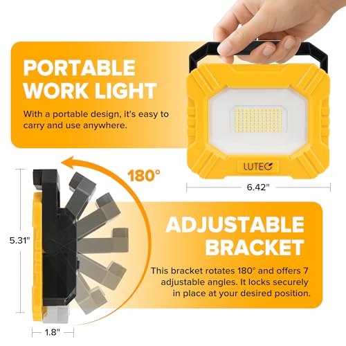 LUTEC 3500LM LED Work Light, Rechargeable Magnetic Work | Home Repair - Image 4