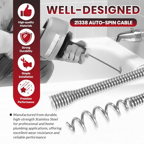 21338 Auto-Spin Replacement Drain Cable 1/4" x 30' | Phone & Computer - Image 6