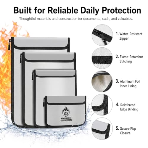 Andyer 4 Pack Fireproof Document Bags (5200℉), Waterproof - Image 6