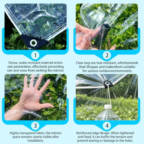 Clear Tarps 7x14ft 14Mil Heavy Duty Waterproof Cover - Image 4