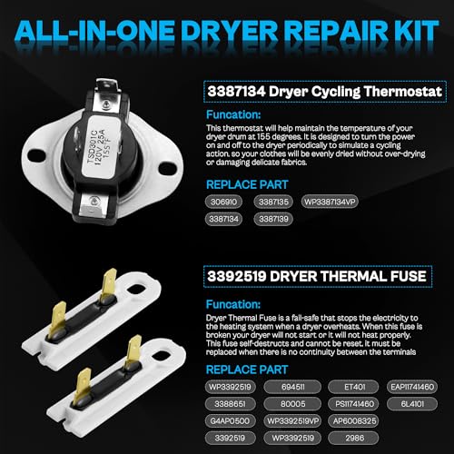 Dryer Heating Element Kit for Maytag MEDC215EW1 MEDX655DW1 - Image 5