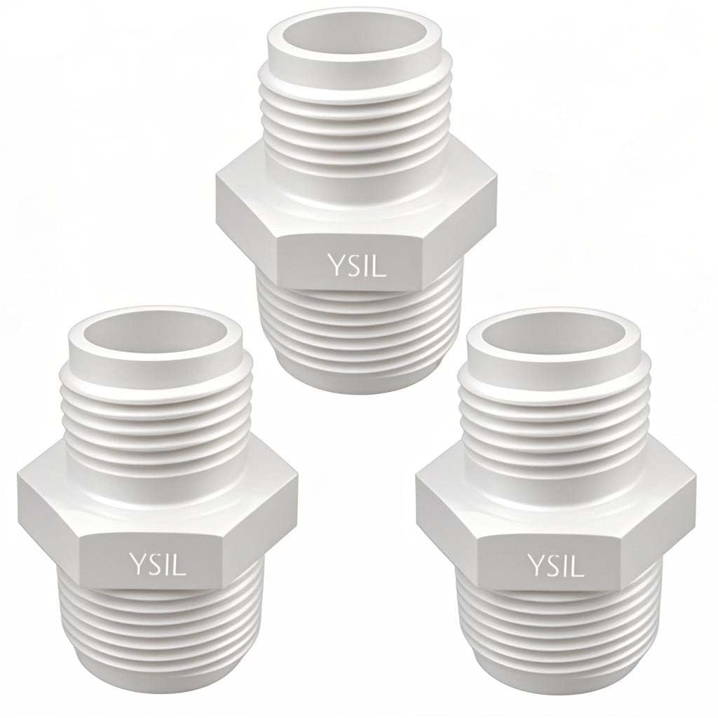 YSIL 3Pcs PVC Garden Hose Adapter Male 1.25" NPT x 3/4" GHT - Image 1