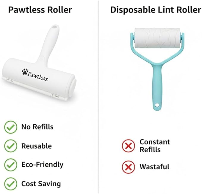 Pet Hair Remover Black - Reuseable Dog & Cat Hair Remover for Furniture, Clothes, Carpet, Car interiors- Eco-Friendly Lint Roller with Self-Cleaning Chamber- No Adhesive, No Refills Needed