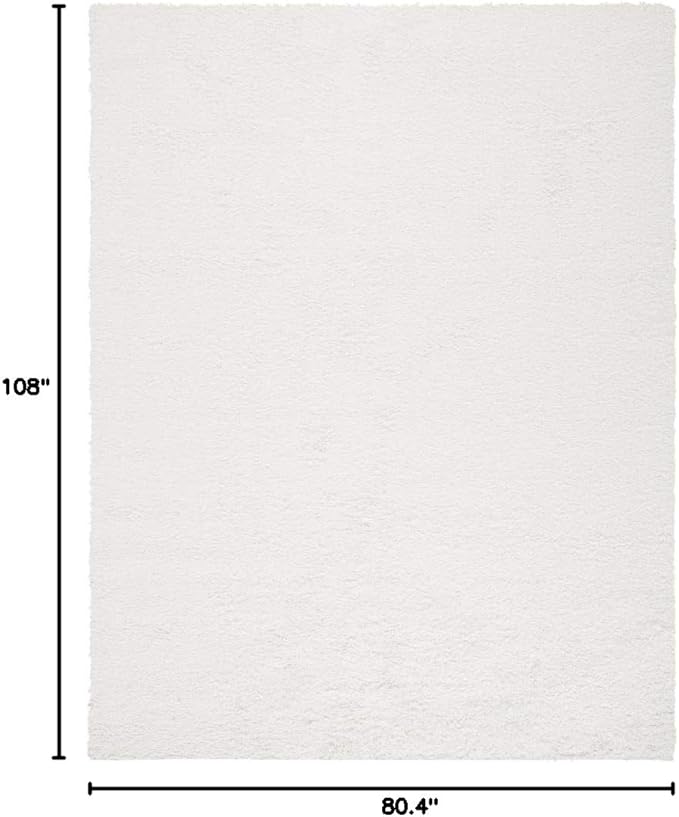 SAFAVIEH August Shag Collection Area Rug - 6'7" x 9', White, Solid Design, Non-Shedding & Easy Care, 1.5-inch Thick Ideal for High Traffic Areas in Living Room, Bedroom (AUG200A)