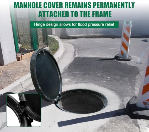 32in Hinged Driveway Fiberglass SMC Manhole Cover and Frame - Image 5