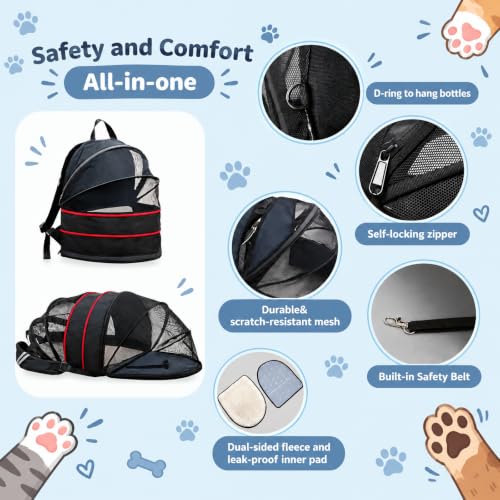 Expandable Cat Carrier Backpack, 2-in-1 Pet Tent for Cats - Image 3
