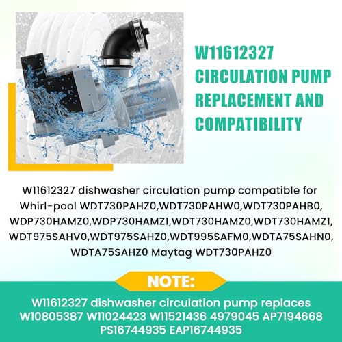 W11612327,W11521436 Dishwasher Circulation Pump Motor Assembly - Image 8