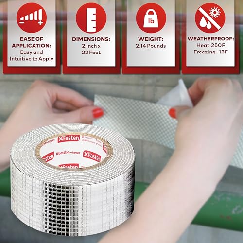 XFasten Super Waterproof Aluminum Butyl Tape, 2-Inch x 33-Foot - Image 3