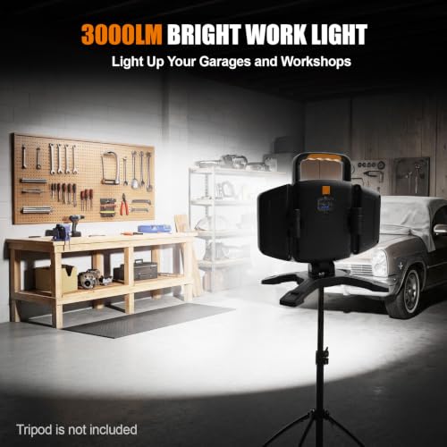 3000LM Rechargeable Work Light, Magnetic LED, Foldable & Portable - Image 4