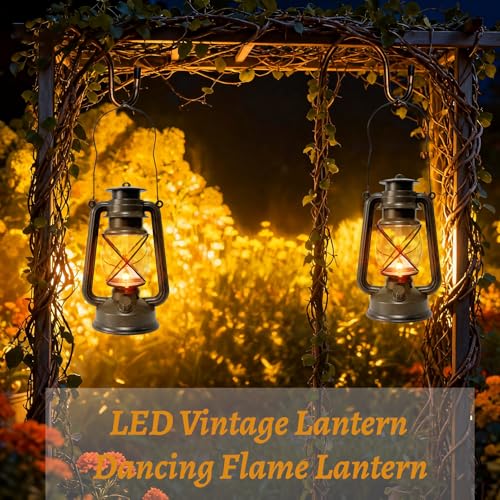 2 Pack LED Vintage Lantern Battery Powered Lanterns - Image 3