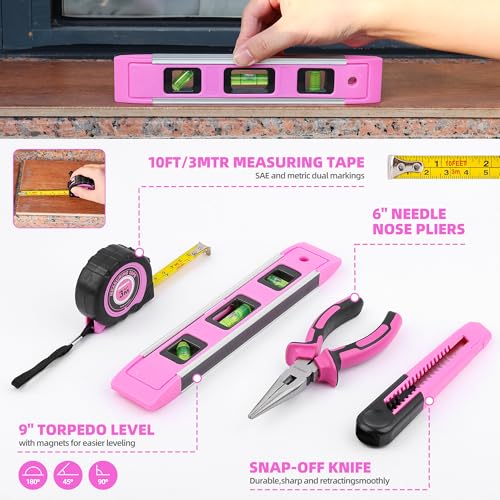 123 Piece Pink Household Tool Set with 3.6V USB Electric | Hand Tools - Image 5