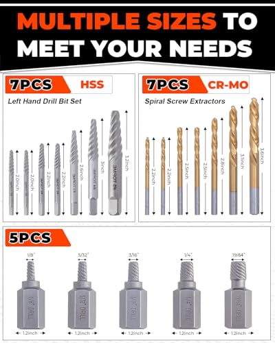 19 Piece Easy Out Screw Extractor Set and Left Hand Drill - Image 3