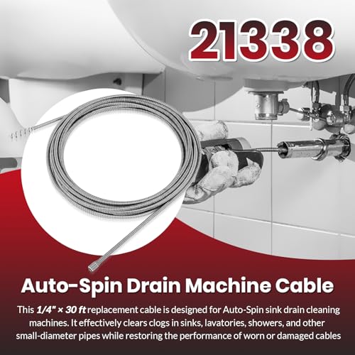 21338 Auto-Spin Replacement Drain Cable 1/4" x 30' | Phone & Computer - Image 3