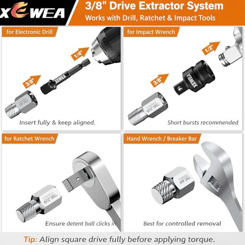 XEWEA 22PCS 3/8" Drive Screw Extractor Set, Bolt Remover Kit - Image 5