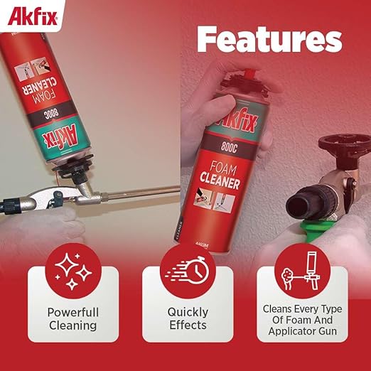 Akfix 800C Gun Cleaner (12x12.3 oz.) – Solvent-Based Spray for Removing Uncured Polyurethane Foam, Cleans Valves & Adapters, Prevents Clogging, Maintains Tool Performance | 12.3 oz. 12 Pack