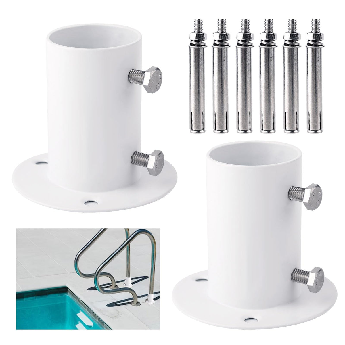 2pcs Pool Deck Flanges, Stainless Steel Pool Ladder - Image 1