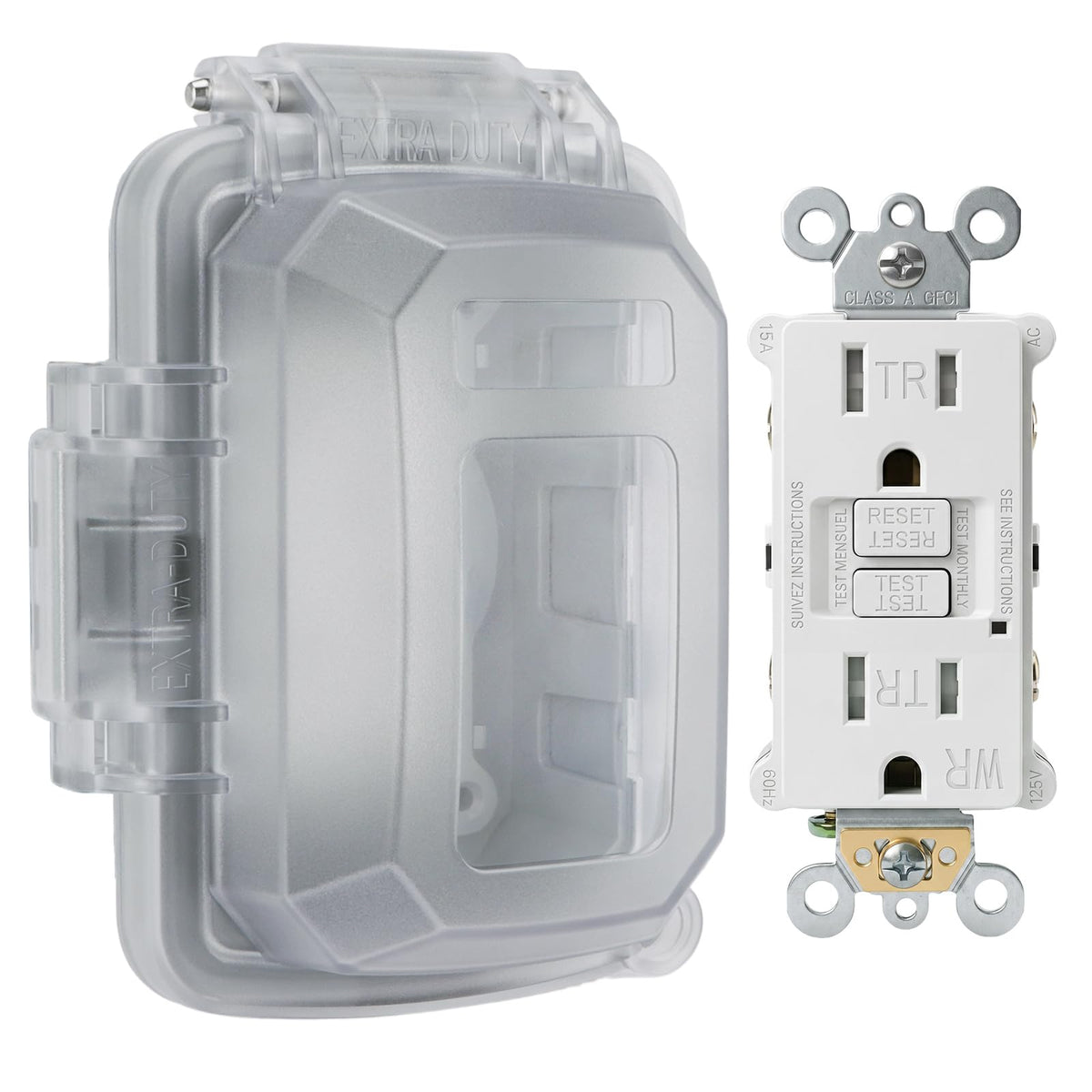15 Amp GFCI Outlet with Weatherproof Cover for Patio Remodelers - Image 1