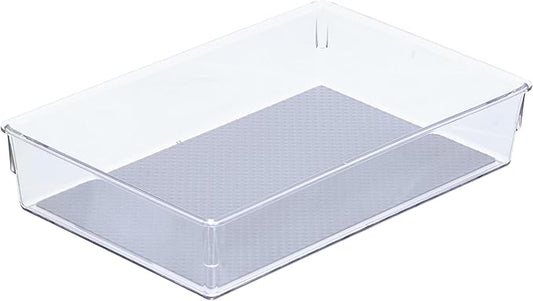 Glad Drawer Organizer Bin, 9x6 - Heavy Duty Clear Plastic Storage Tray for Junk Drawers, Kitchen Utensils, Bathroom Vanity, and Organizing Pantry - BPA Free, Food Safe, Non Slip