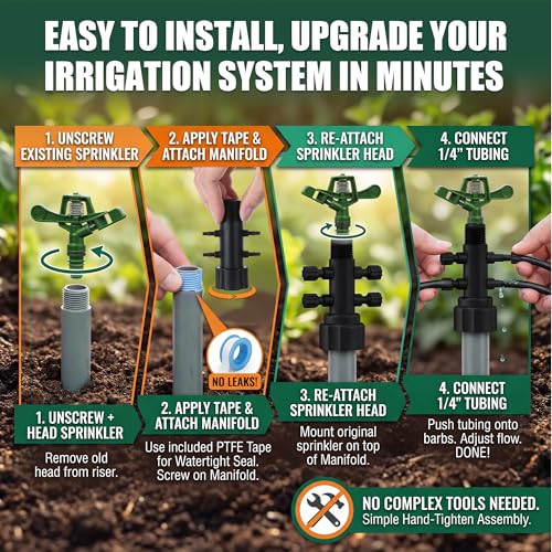 2 Pack 4 Port Drip Irrigation Manifold with Filter - Image 5