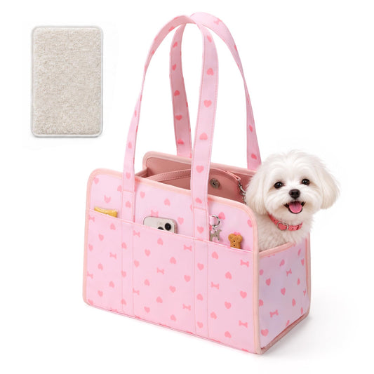Pink Dog Purse Carrier for Small Dog with Safety Hook & - Image 1