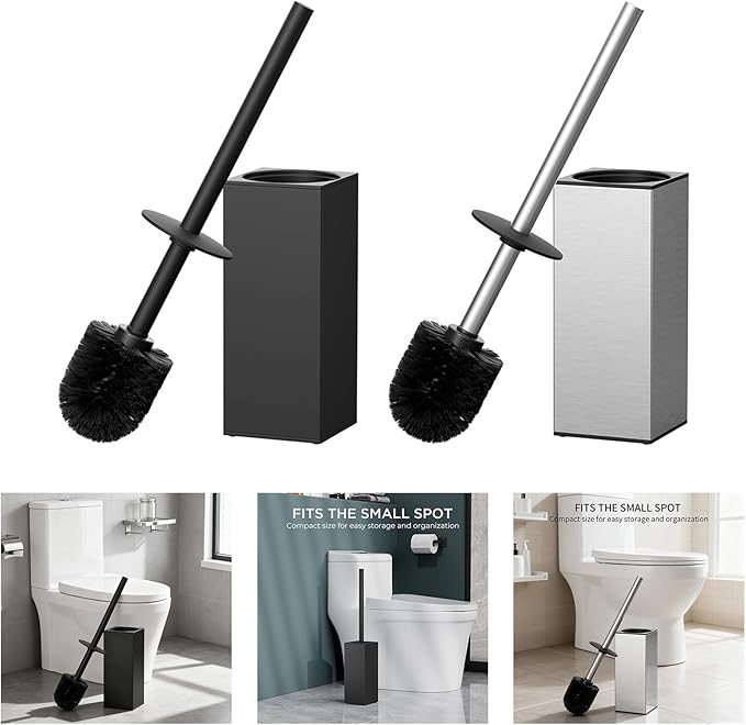 Bathroom Toilet Brush Stainless Steel Holder Soft Bristles Freestanding Tool Bathroom Toilet Brush Stainless Steel