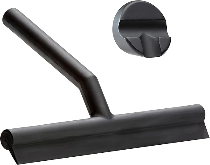 Zone Denmark Effortless Elegance Glass Wiper with Magnetic Holder for Stylish and Convenient Bathroom Maintenance Black, 6.7"x 8.3"inches