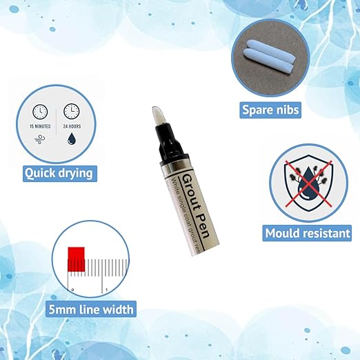 Grout Pen Twin Pack | White | 2 x 7ml | Make The Appearance of Grout Cleaner