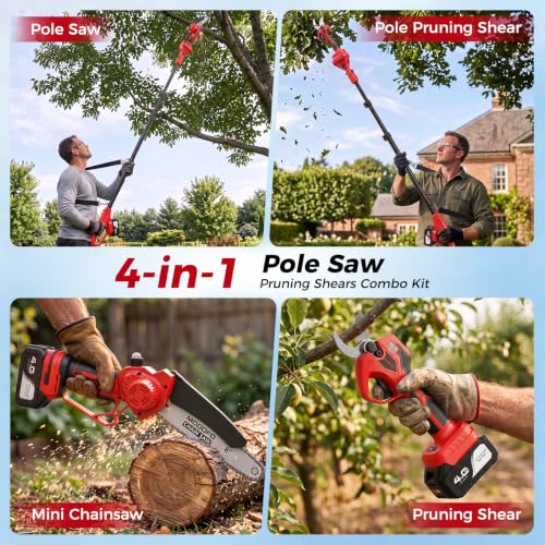 4-in-1 Pole Saw & Pruning Shears Combo Kit for Tree - Image 3