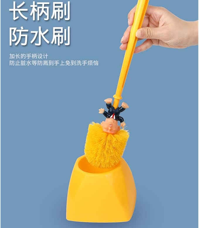 Toilet Brush and Holder Set Cleaner Make Toilet Great Again Funny Toilet Scrubber (Orange Handle)